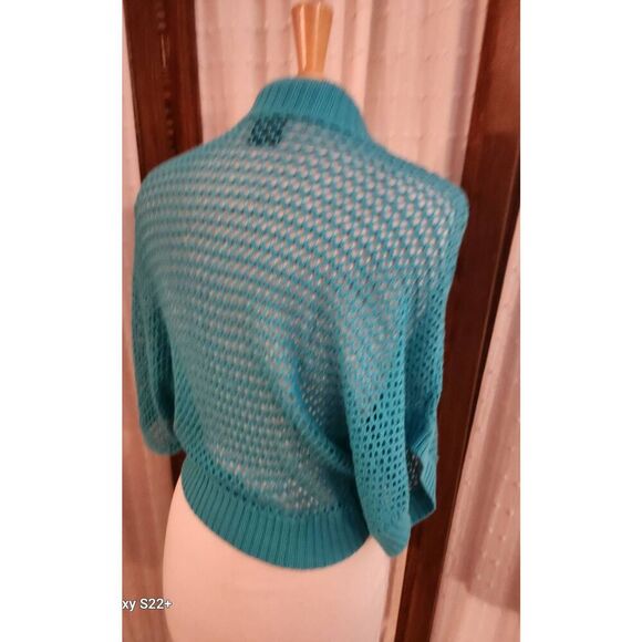 C5 Faded Glory knitted or crocheted Turquoise shrug - Picture 4 of 8